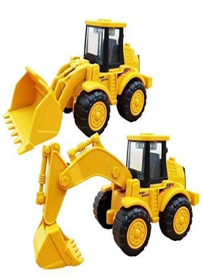 بلس بوينت مجموعة ألعاب حفارة وجرافة البناء من بلس بوينت للأطفال | ألعاب شاحنات بناء تعمل بالاحتكاك للعب التخيلي | مناسبة للأولاد والبنات من عمر 3 سنوات فما فوق | مركبات ادفعها وانطلق بها للأطفال الصغار - Image 1